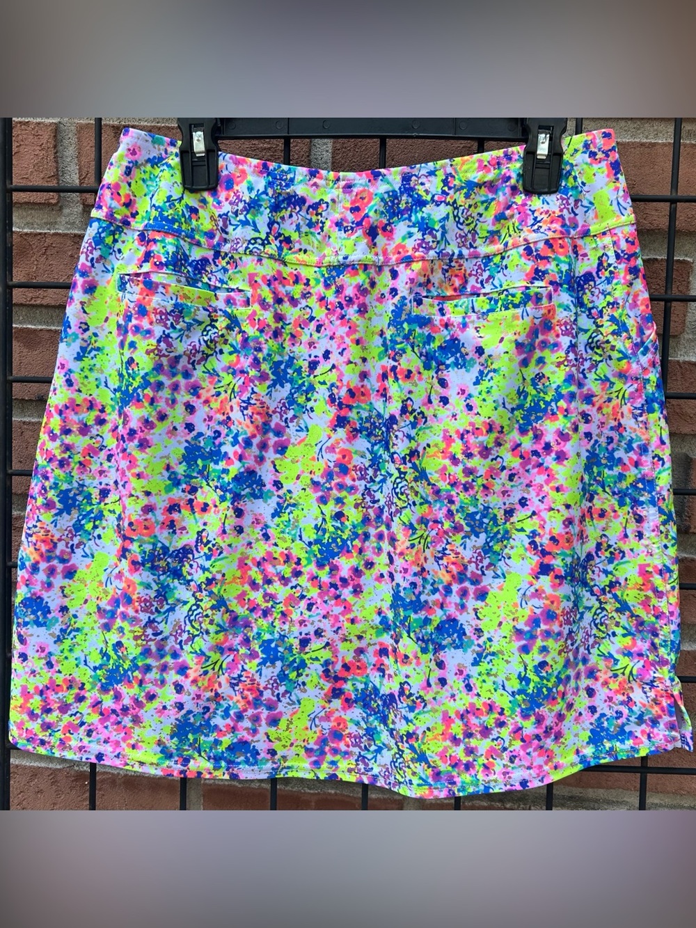 Neon Floral Mini Skort with Pockets in Multi-Color